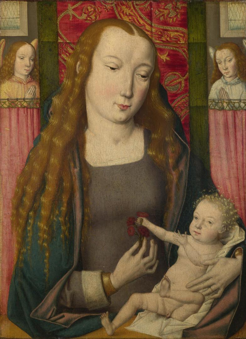 The Virgin and Child with Two Angels by Follower of the Master of the Saint Ursula Legend (Bruges)