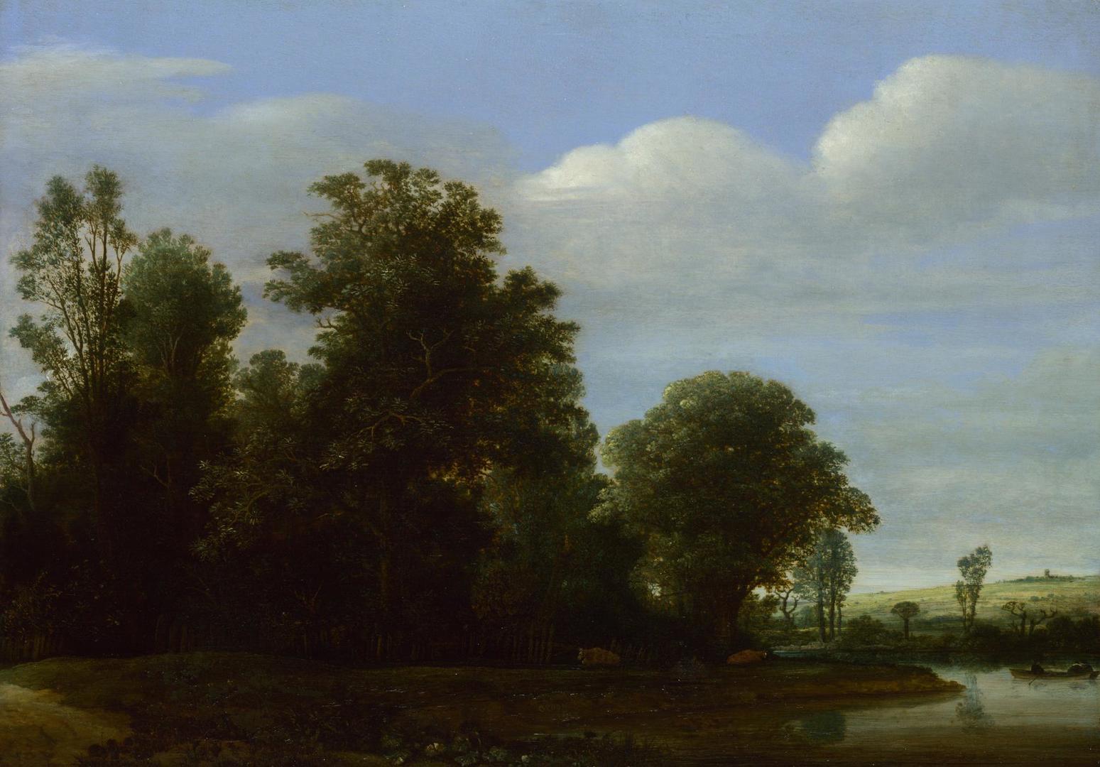 A Landscape with a River by a Wood by Cornelis Vroom