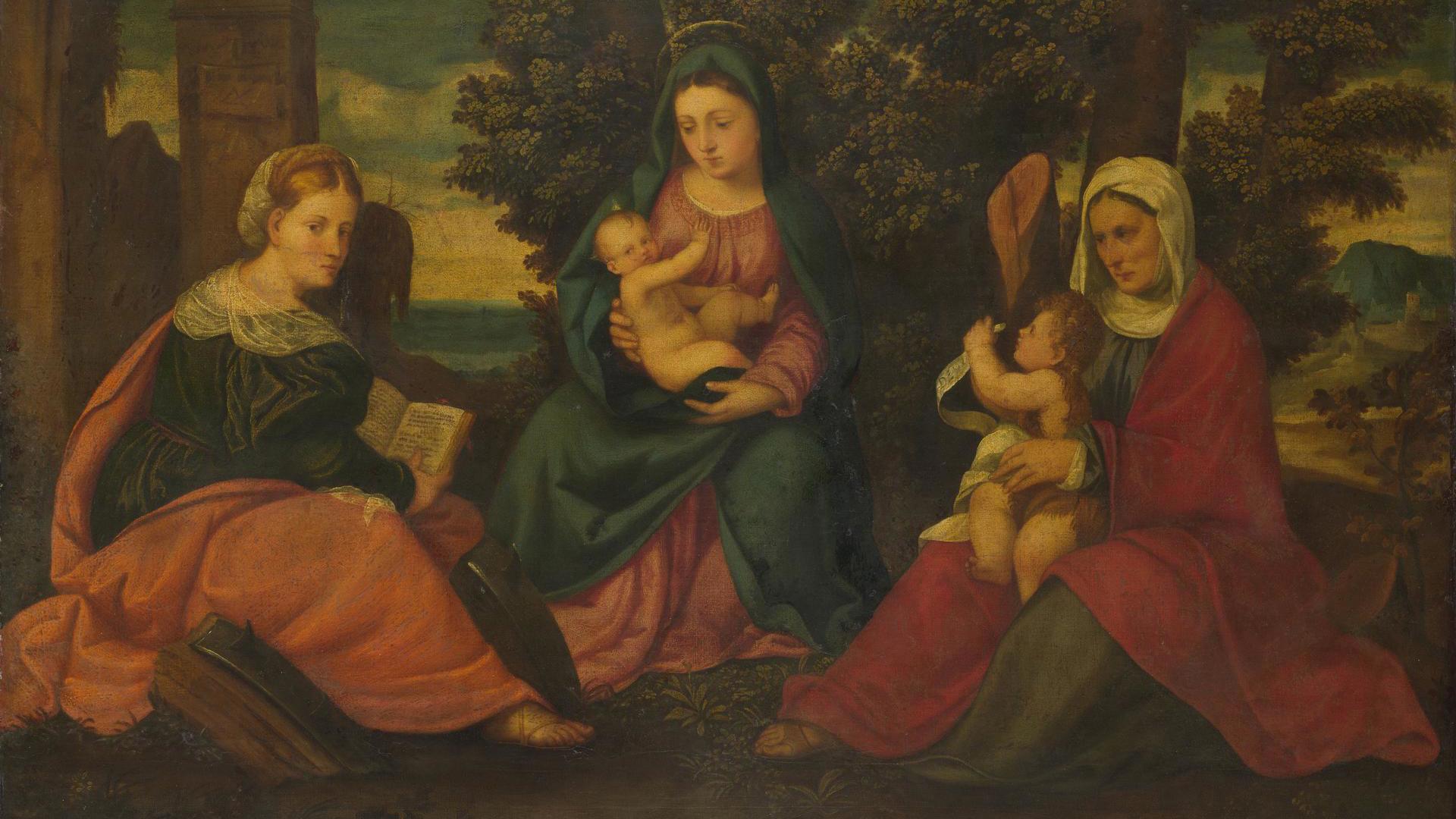 The Madonna and Child with Saints by Style of Bonifazio di Pitati