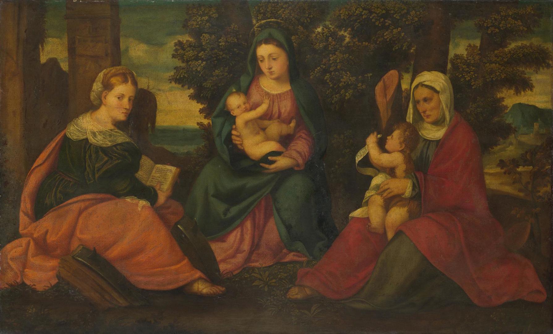 The Madonna and Child with Saints by Style of Bonifazio di Pitati