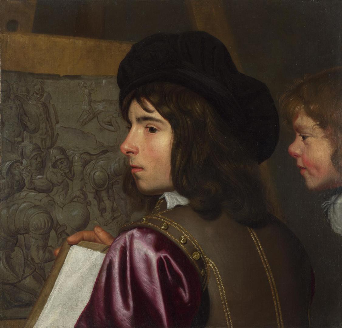 Two Boys before an Easel by Probably by Jacob van Oost the Elder