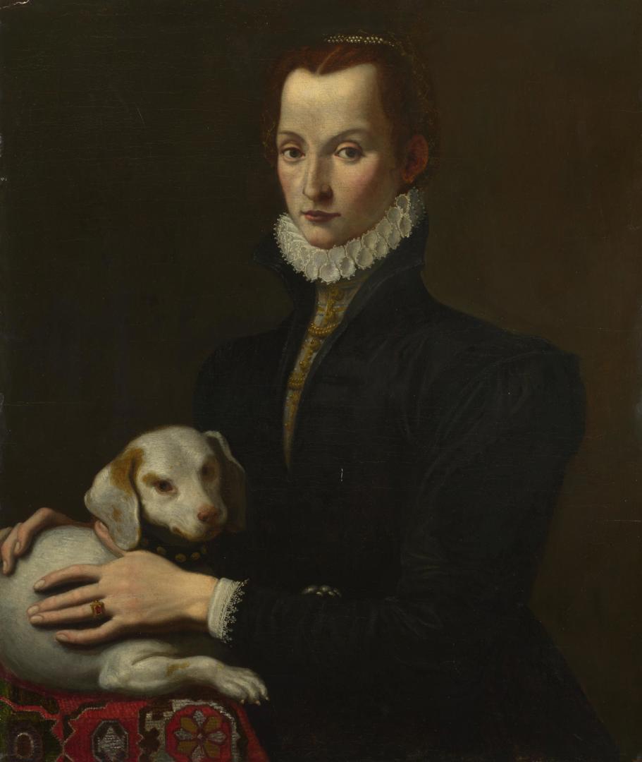 Portrait of a Lady with a Dog by Italian