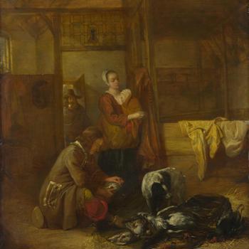 A Man with Dead Birds, and Other Figures, in a Stable