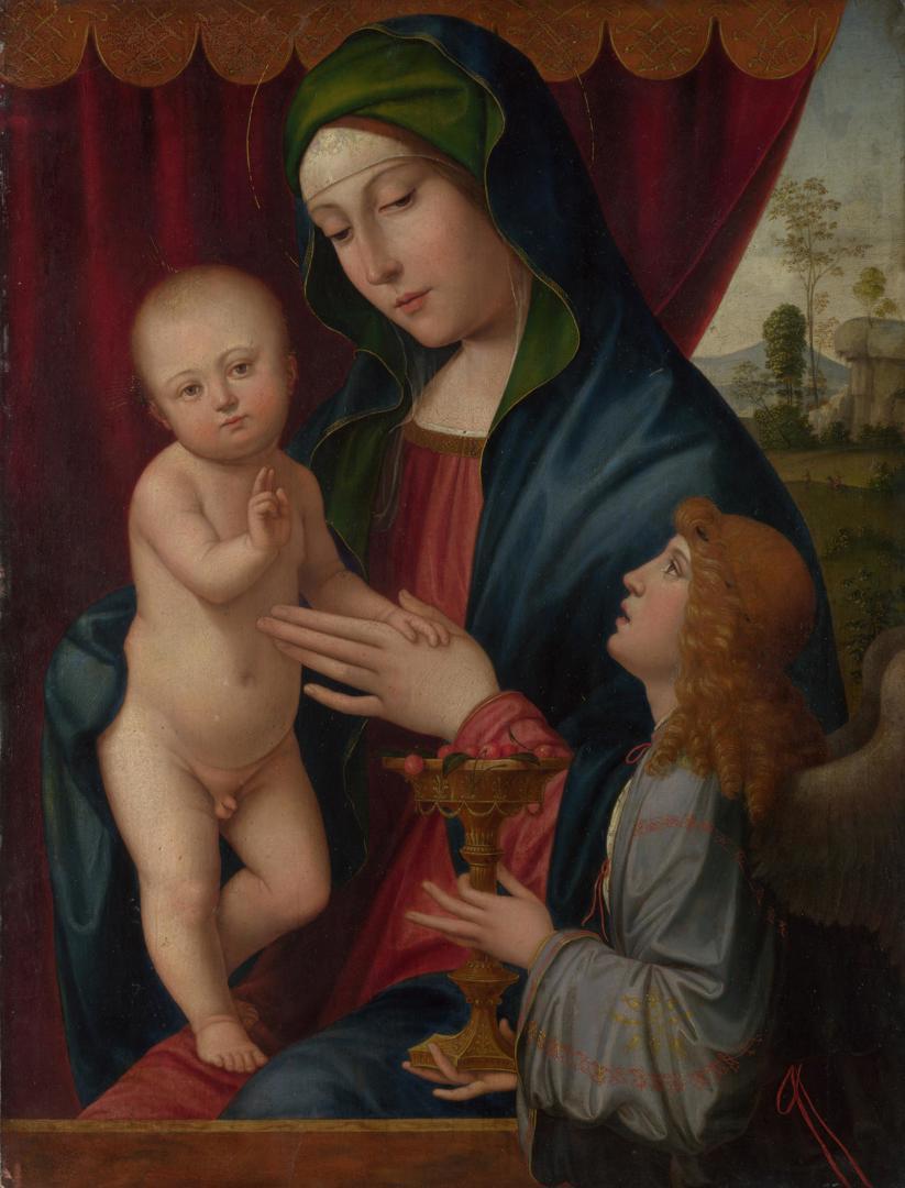 The Virgin and Child with an Angel by Fausto Muzzi and Giuseppe Guizzardi, after Francesco Francia