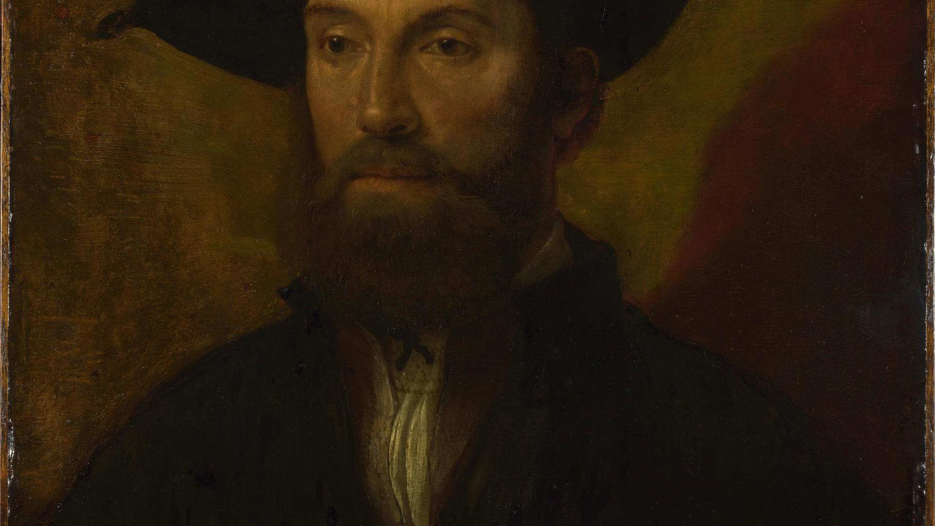 Portrait of a Man in a Large Black Hat by Italian, North