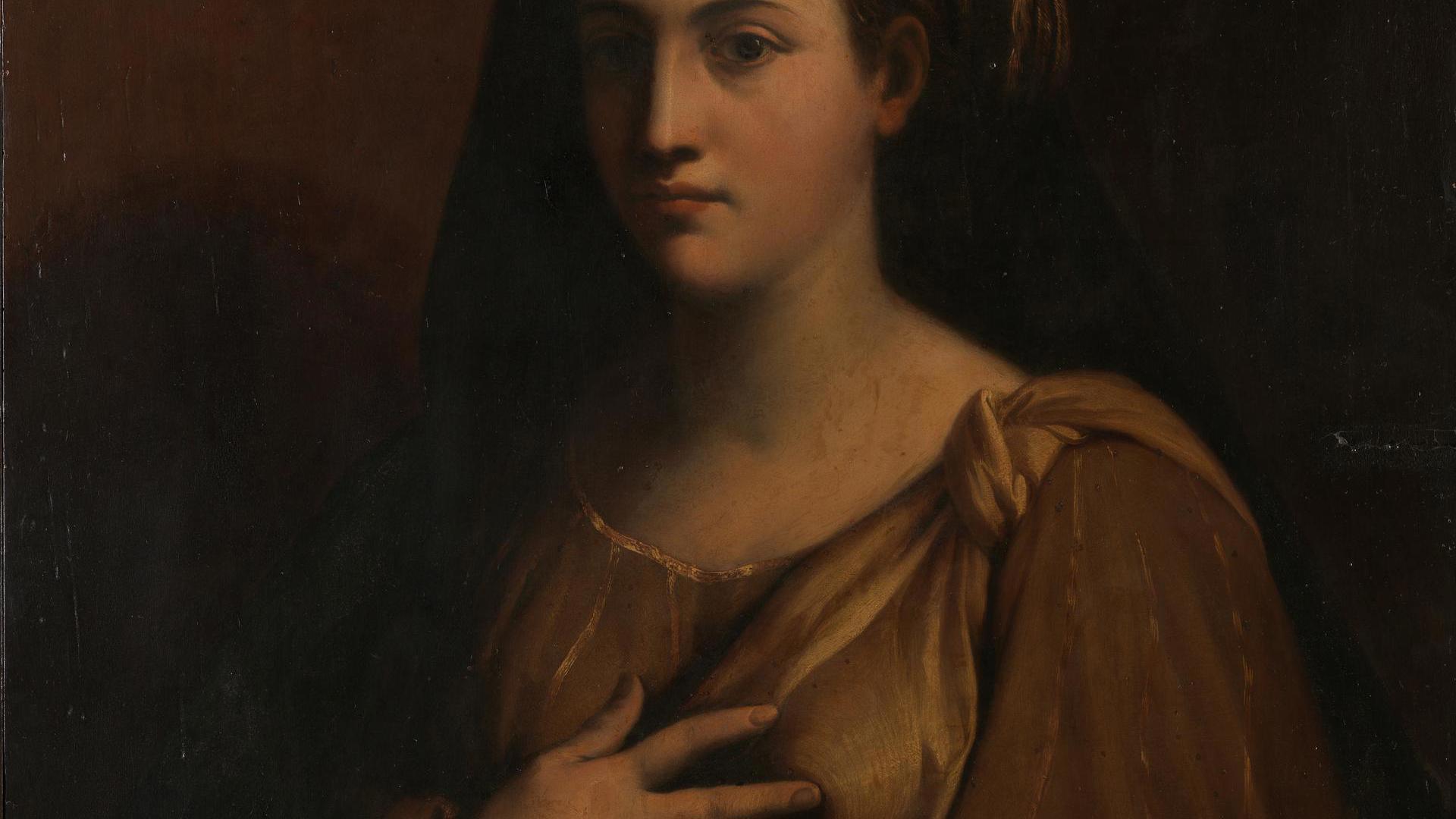A Female Saint by Italian, Ferrarese or Bolognese follower of Raphael