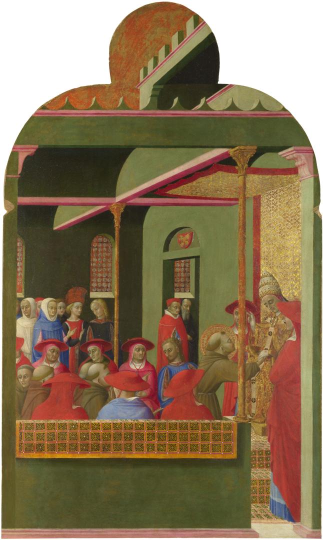 Saint Francis before Pope Honorius III by Sassetta