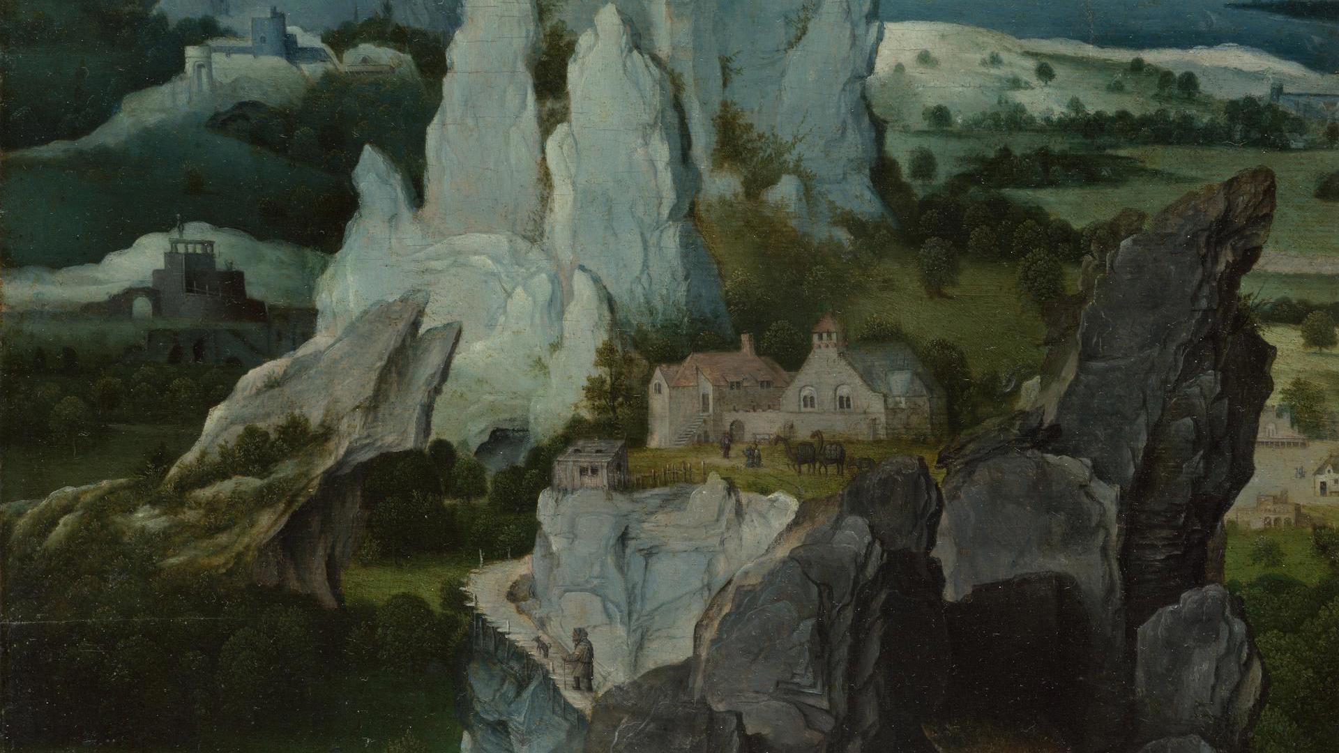 Saint Jerome in a Rocky Landscape by Workshop of Joachim Patinir
