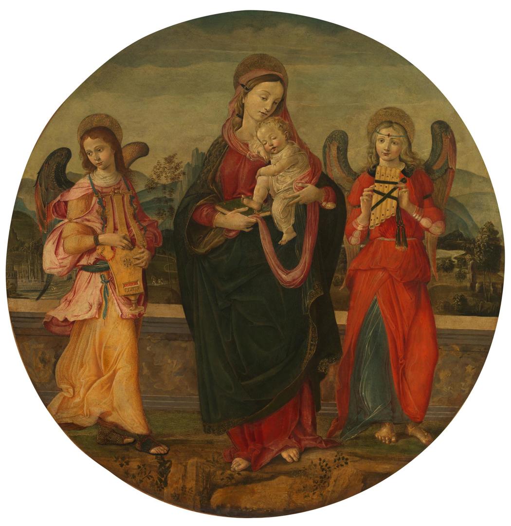 The Virgin and Child with Two Angels by Workshop of Raffaellino del Garbo