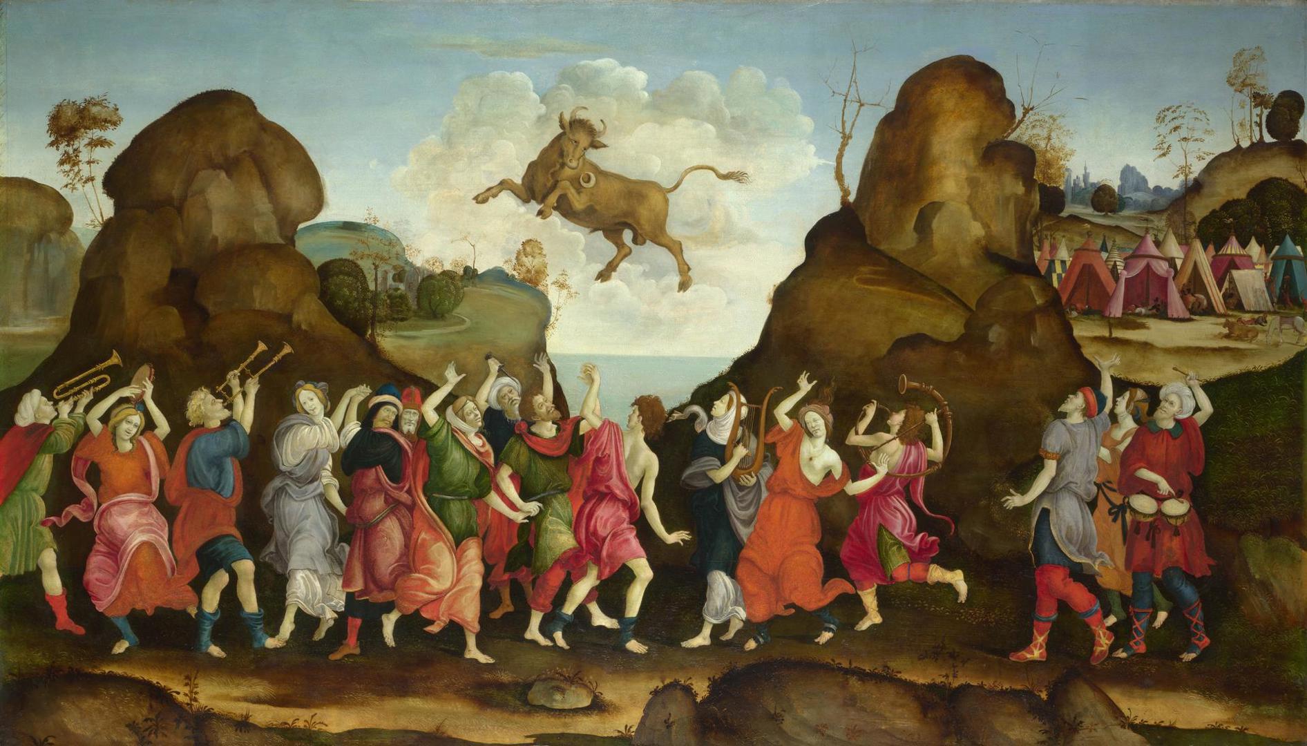 The Worship of the Egyptian Bull God, Apis by Follower of Filippino Lippi