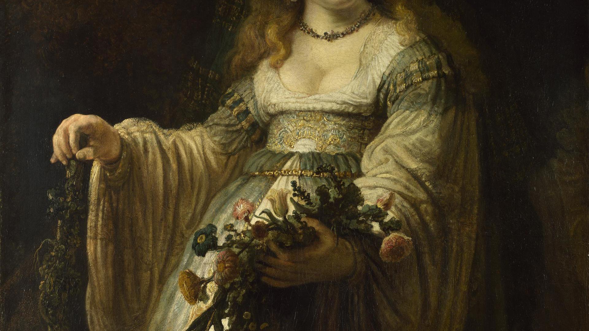 Saskia van Uylenburgh in Arcadian Costume by Rembrandt