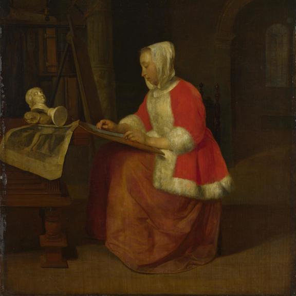 A Young Woman seated drawing