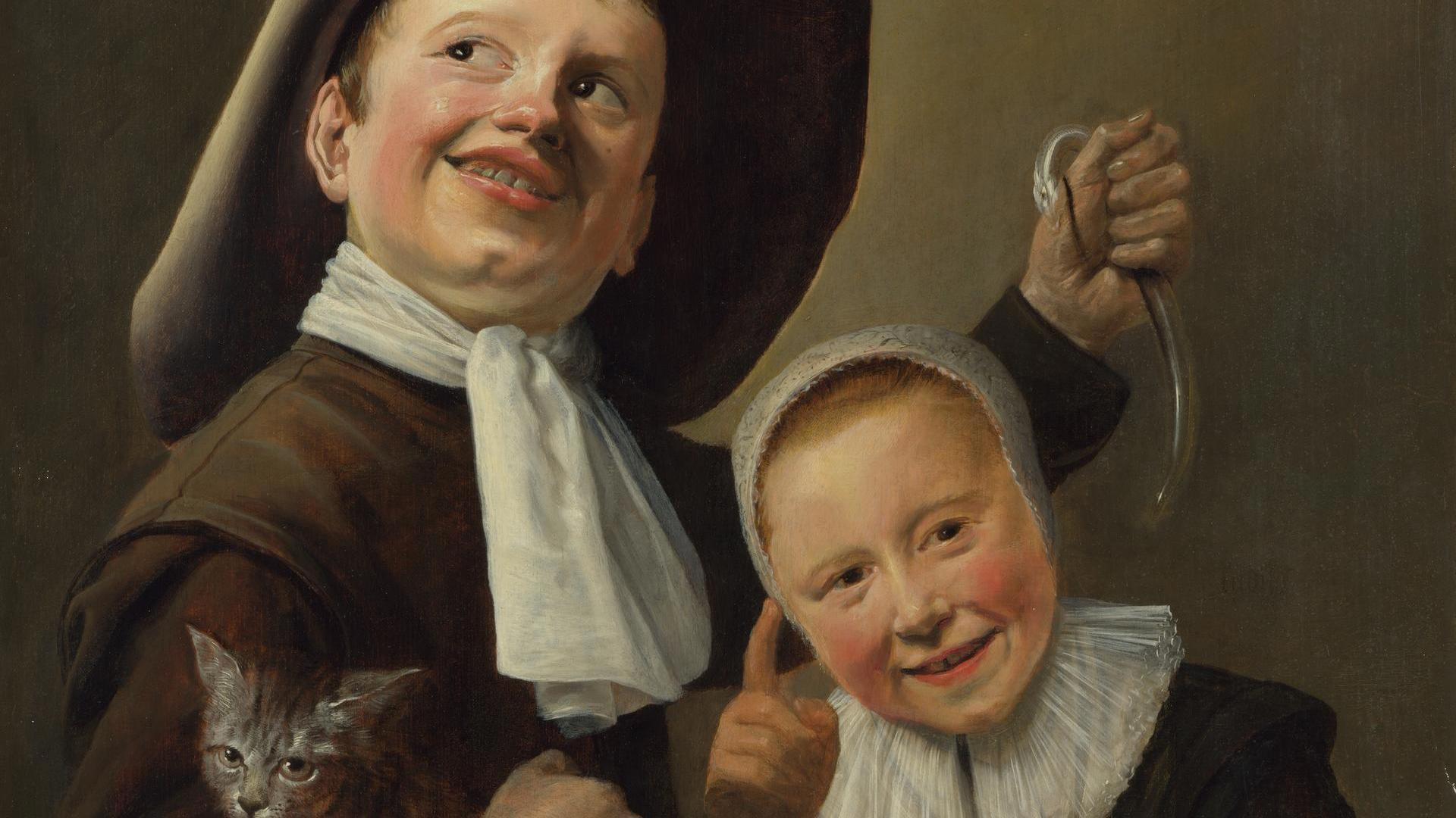 A Boy and a Girl with a Cat and an Eel by Judith Leyster