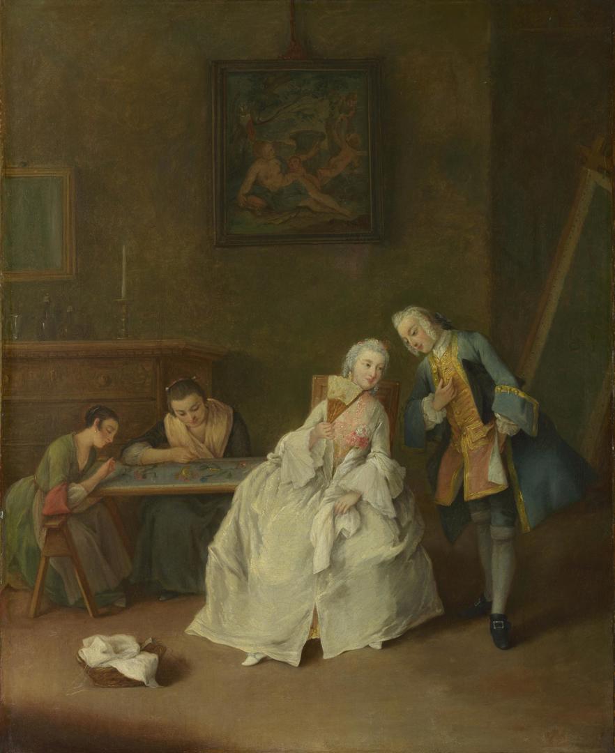 A Lady receiving a Cavalier by Pietro Longhi