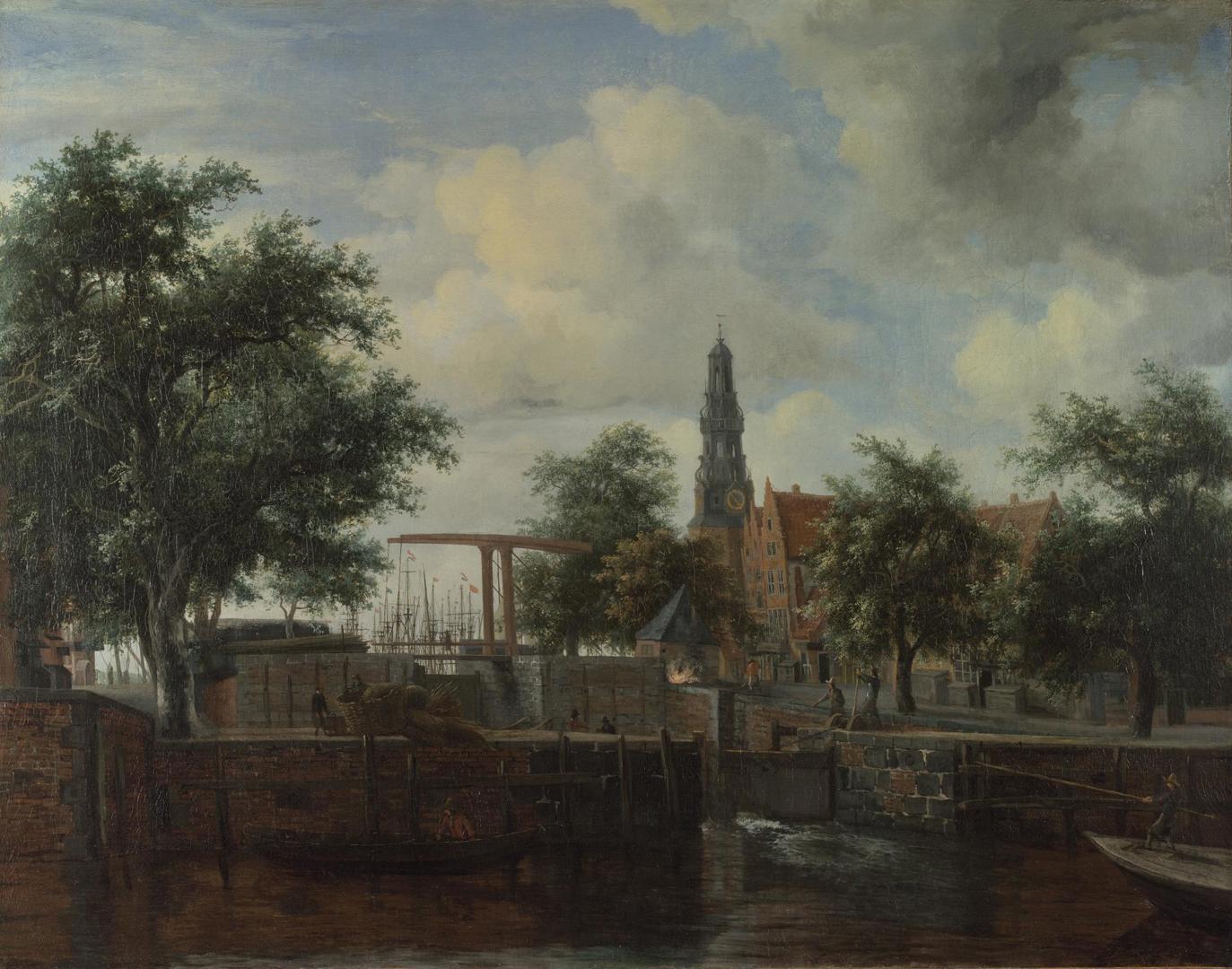 The Haarlem Lock, Amsterdam by Meindert Hobbema