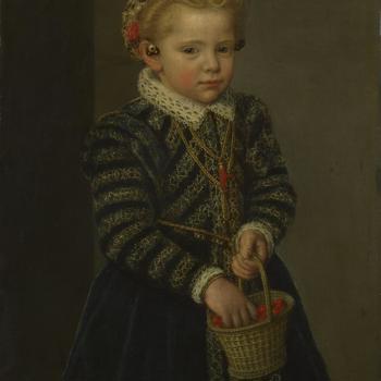 A Little Girl with a Basket of Cherries