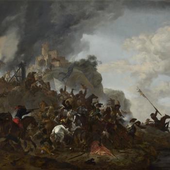 Cavalry making a Sortie from a Fort on a Hill