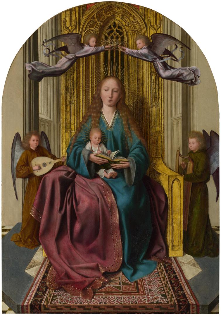 The Virgin and Child Enthroned, with Four Angels by Quinten Massys
