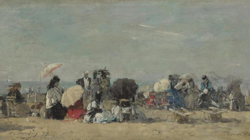 Eugène Boudin, 'Beach Scene, Trouville', 1873