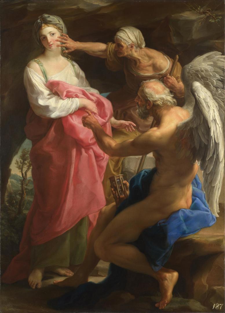 Time orders Old Age to destroy Beauty by Pompeo Girolamo Batoni
