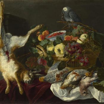 A Still Life with Fruit, Dead Game and a Parrot