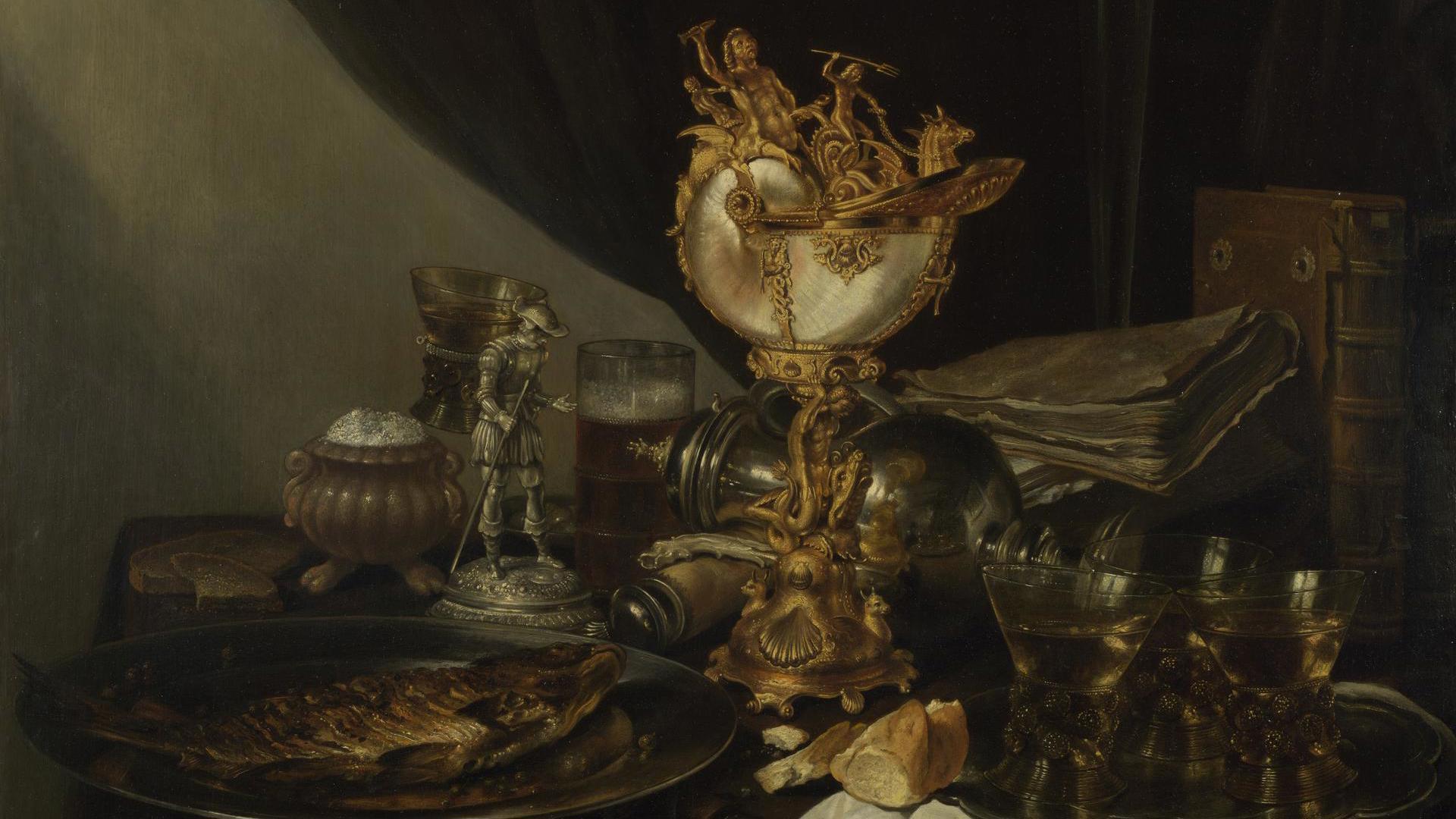 Still Life with a Nautilus Cup by Probably by Gerrit Willemsz. Heda