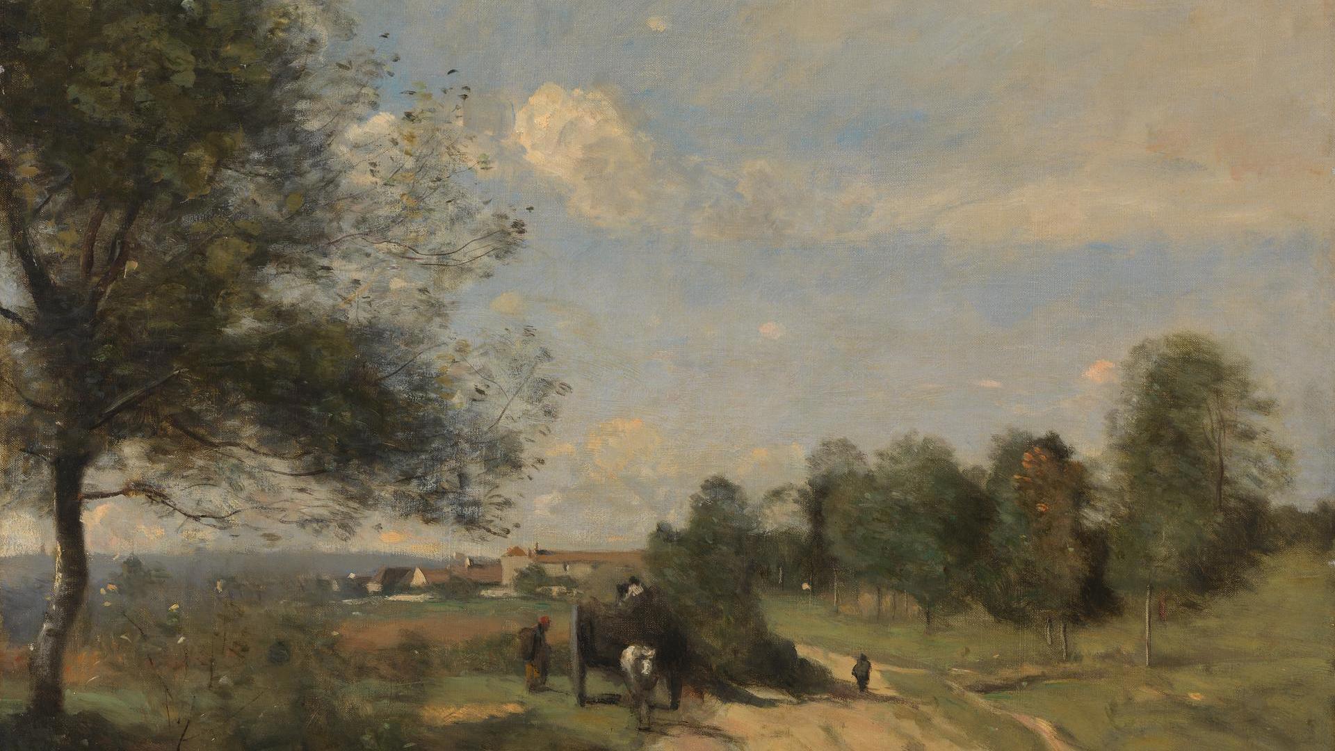 The Wagon ('Souvenir of Saintry') by Jean-Baptiste-Camille Corot