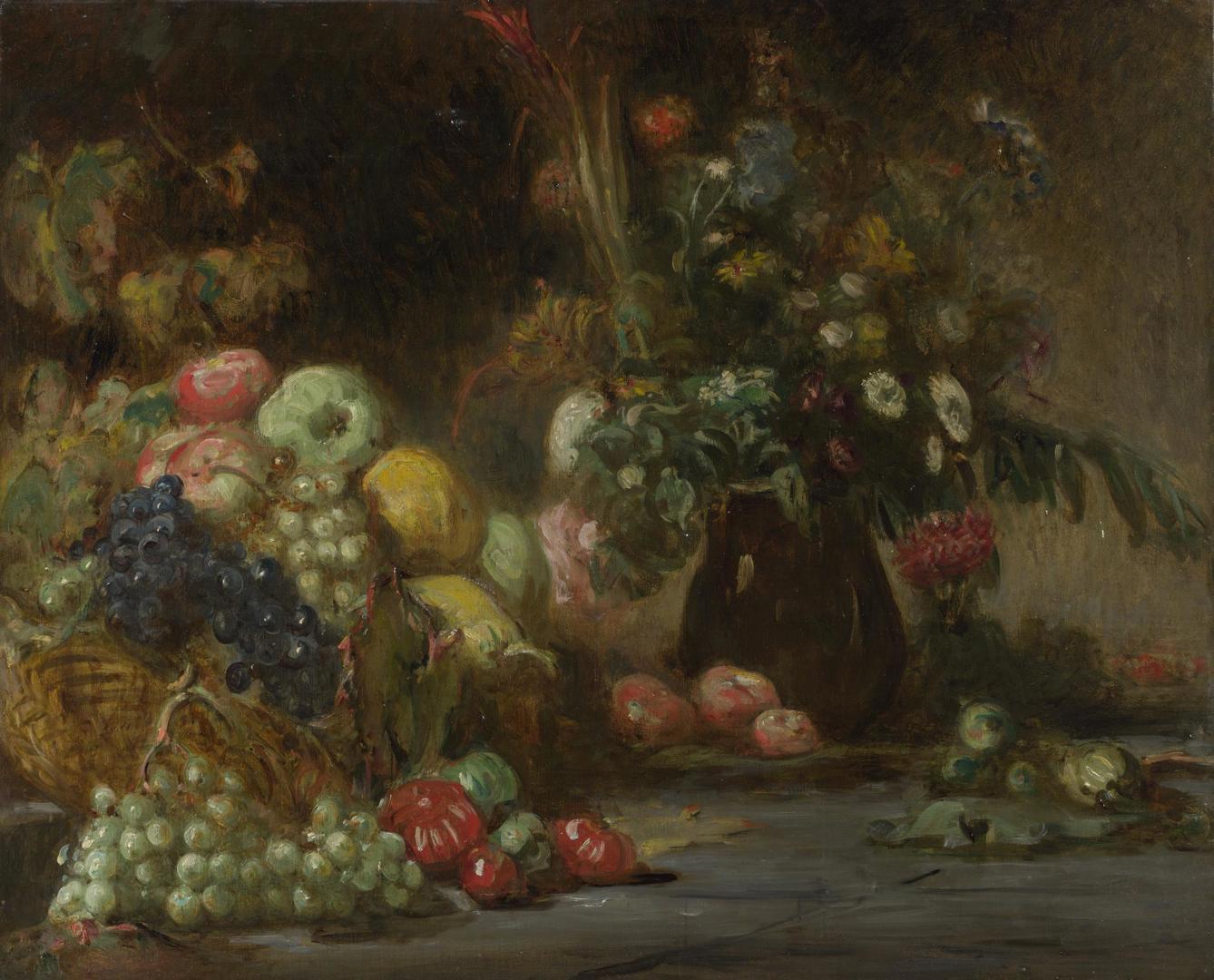 Still Life with Fruit and Flowers by Probably by Pierre Andrieu
