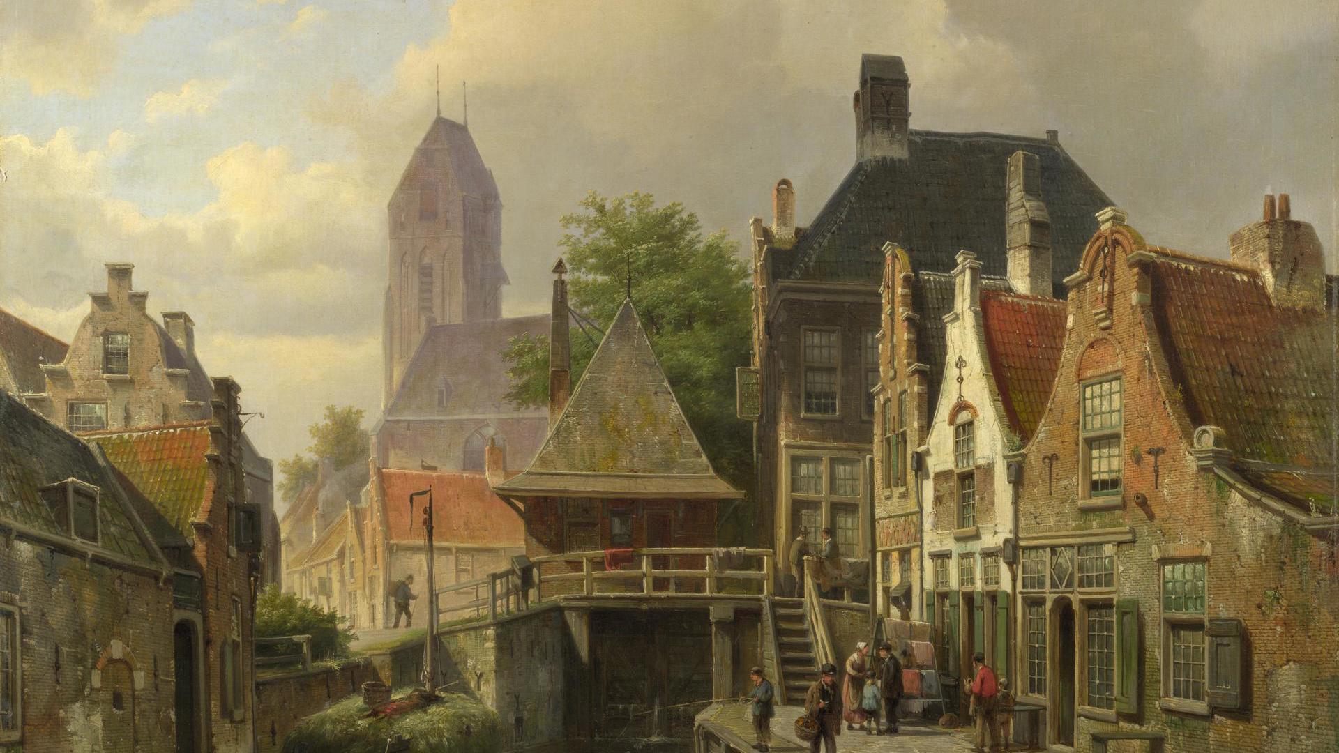 View of Oudewater by Willem Koekkoek