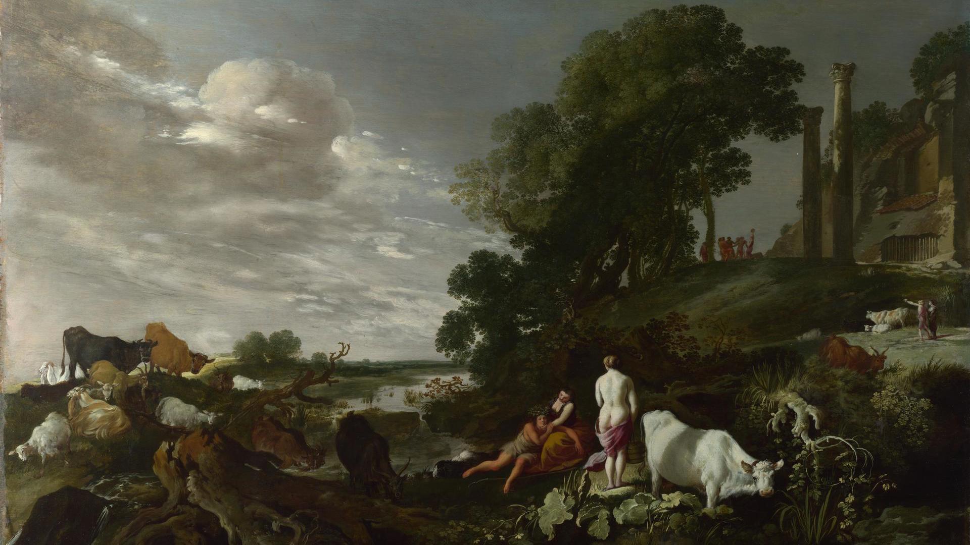 Landscape with Mythological Figures by Moses van Uyttenbroeck
