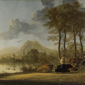 River Landscape with Horseman and Peasants