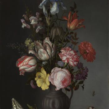 Flowers in a Vase with Shells and Insects
