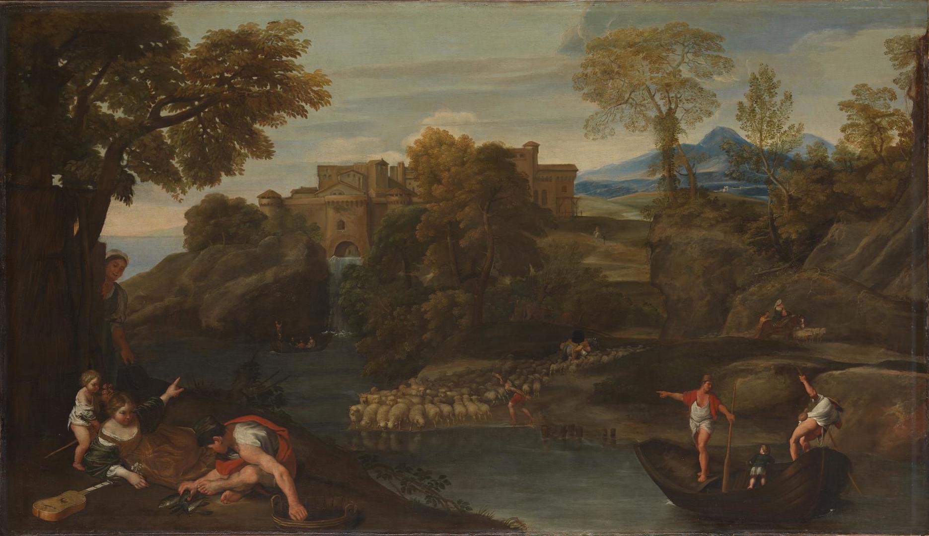Landscape with a Fortified Town by Domenichino