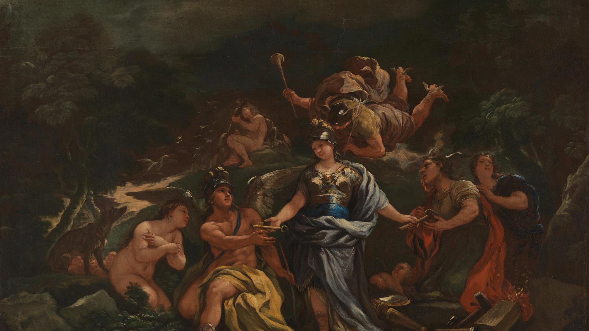 Minerva as Protectress of the Arts and Sciences by Luca Giordano