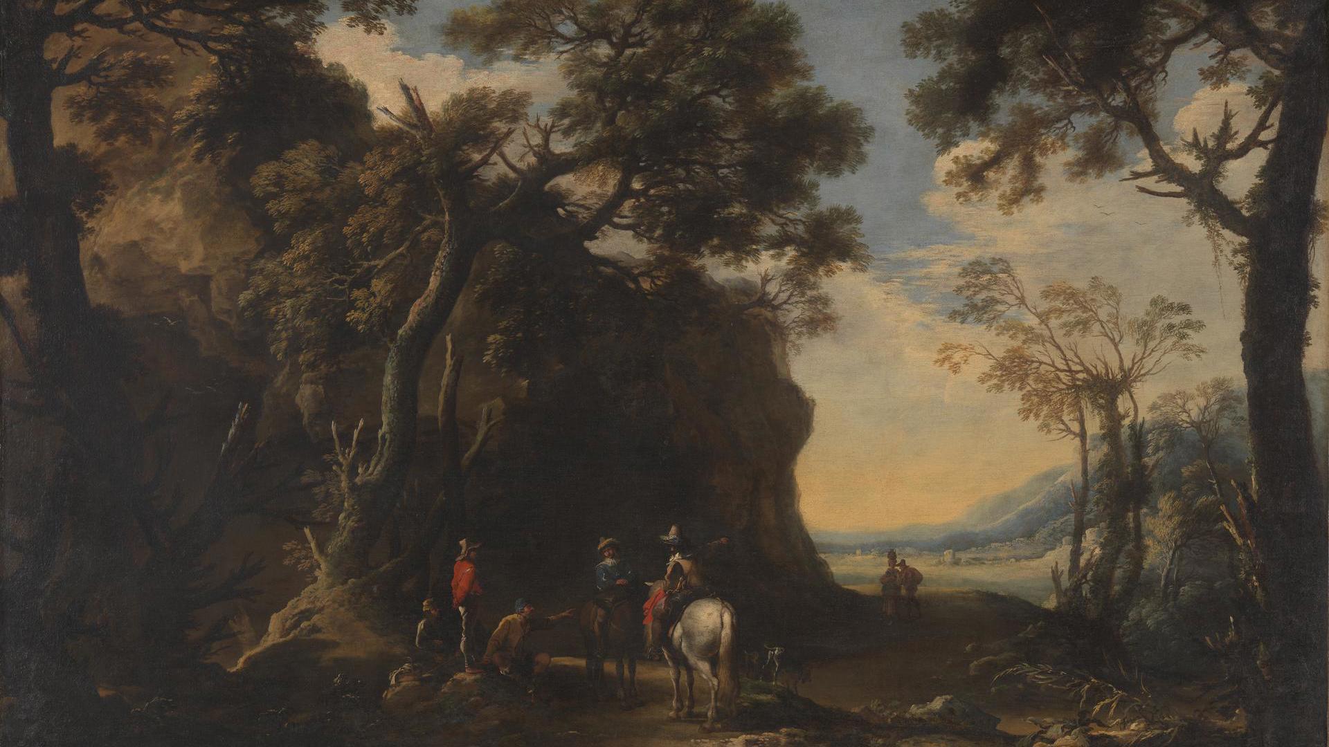 Landscape with Travellers asking the Way by Salvator Rosa