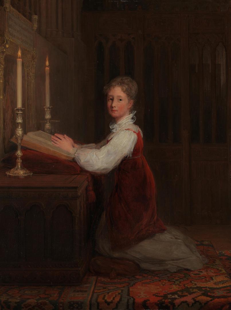 A Young Woman kneeling at a Prayer Desk by Sir David Wilkie