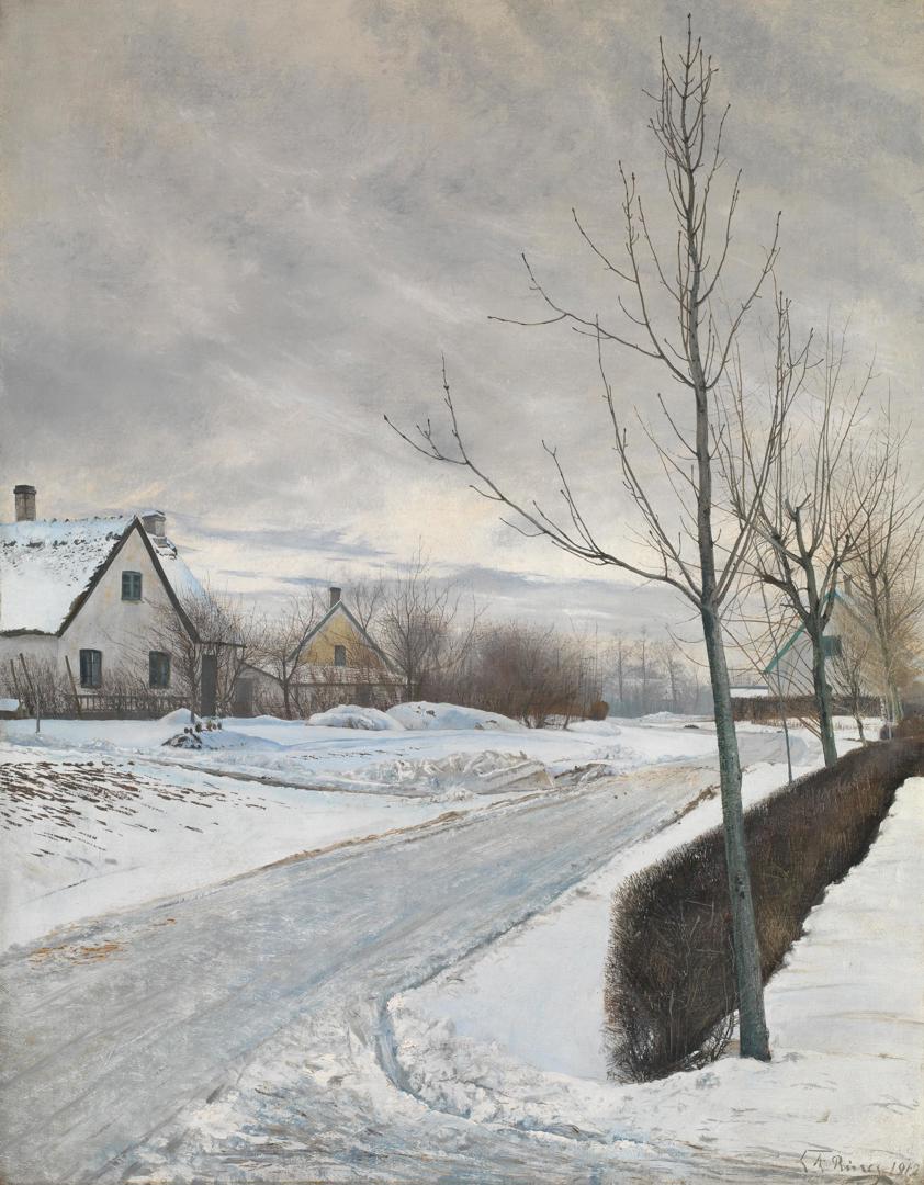 Road in the Village of Baldersbrønde (Winter Day) by Laurits Andersen Ring
