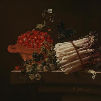 Still Life with Strawberries, Gooseberries and Asparagus
