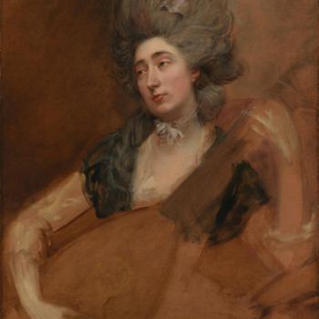 Margaret Gainsborough holding a Theorbo
