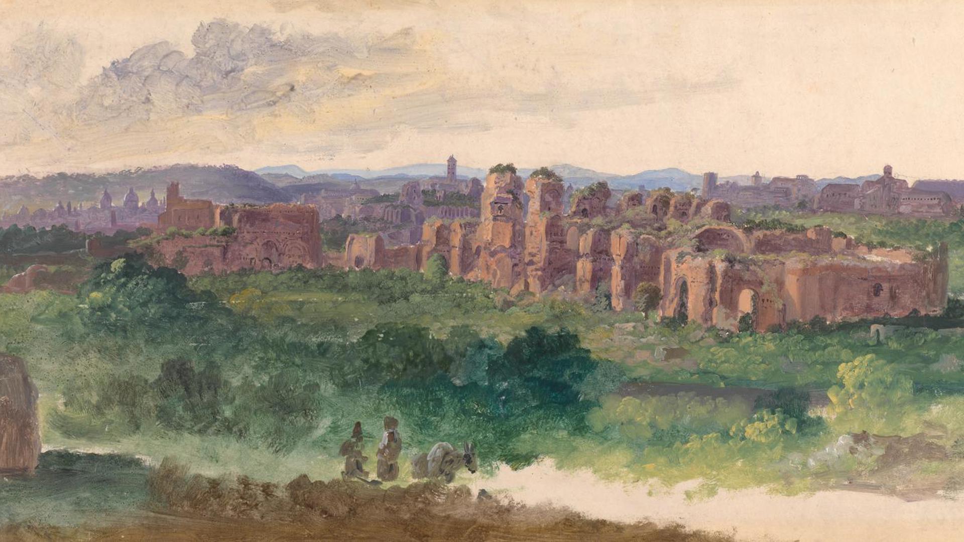 Distant View of Rome with the Baths of Caracalla by Heinrich Bürkel