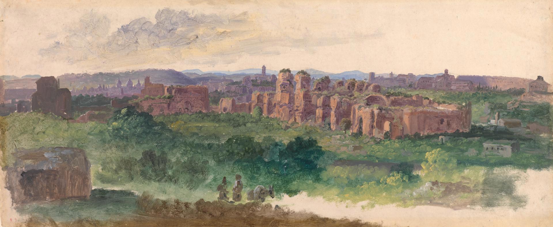 Distant View of Rome with the Baths of Caracalla by Heinrich Bürkel