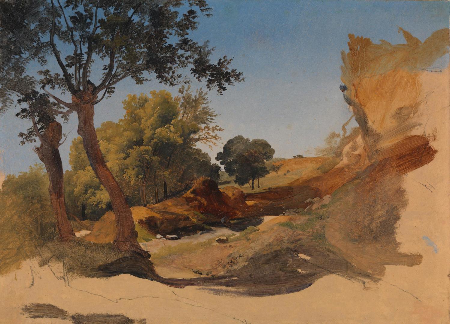 Landscape with Trees and Rocks by Giovanni-Battista Camuccini