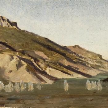 Mountains in North Africa, with a Bedouin Camp