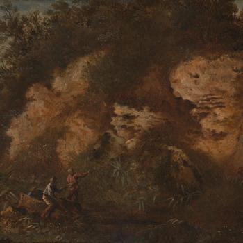 Wooded Bank with Figures