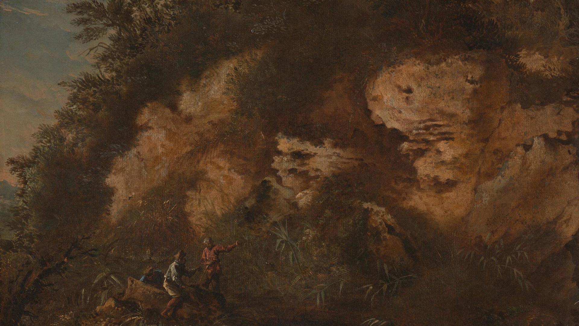 Wooded Bank with Figures by Probably by Salvator Rosa