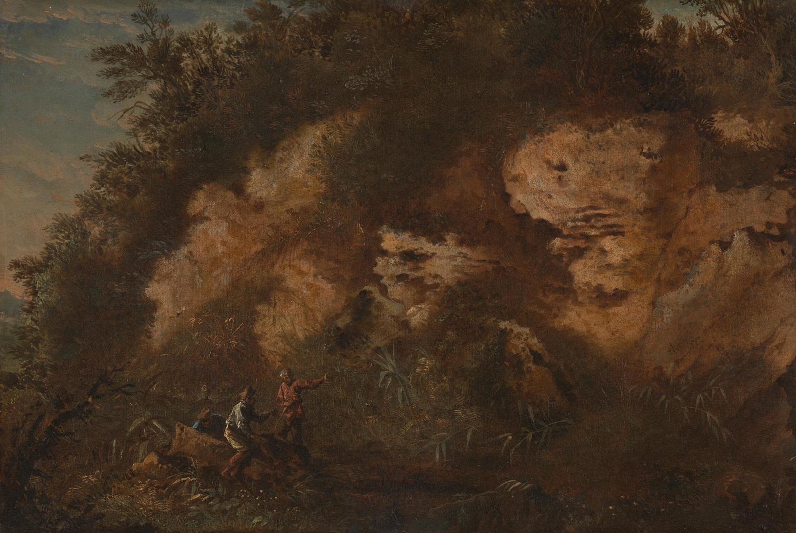 Wooded Bank with Figures by Probably by Salvator Rosa