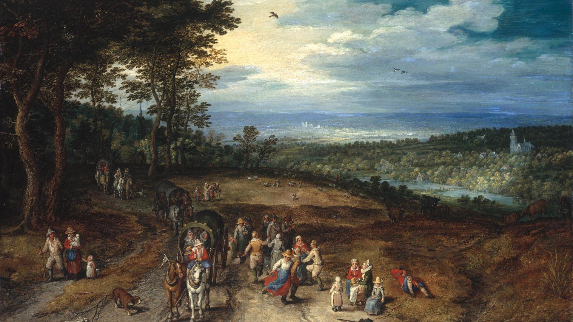 Landscape with Travellers and Peasants on a Track by Jan Brueghel the Elder
