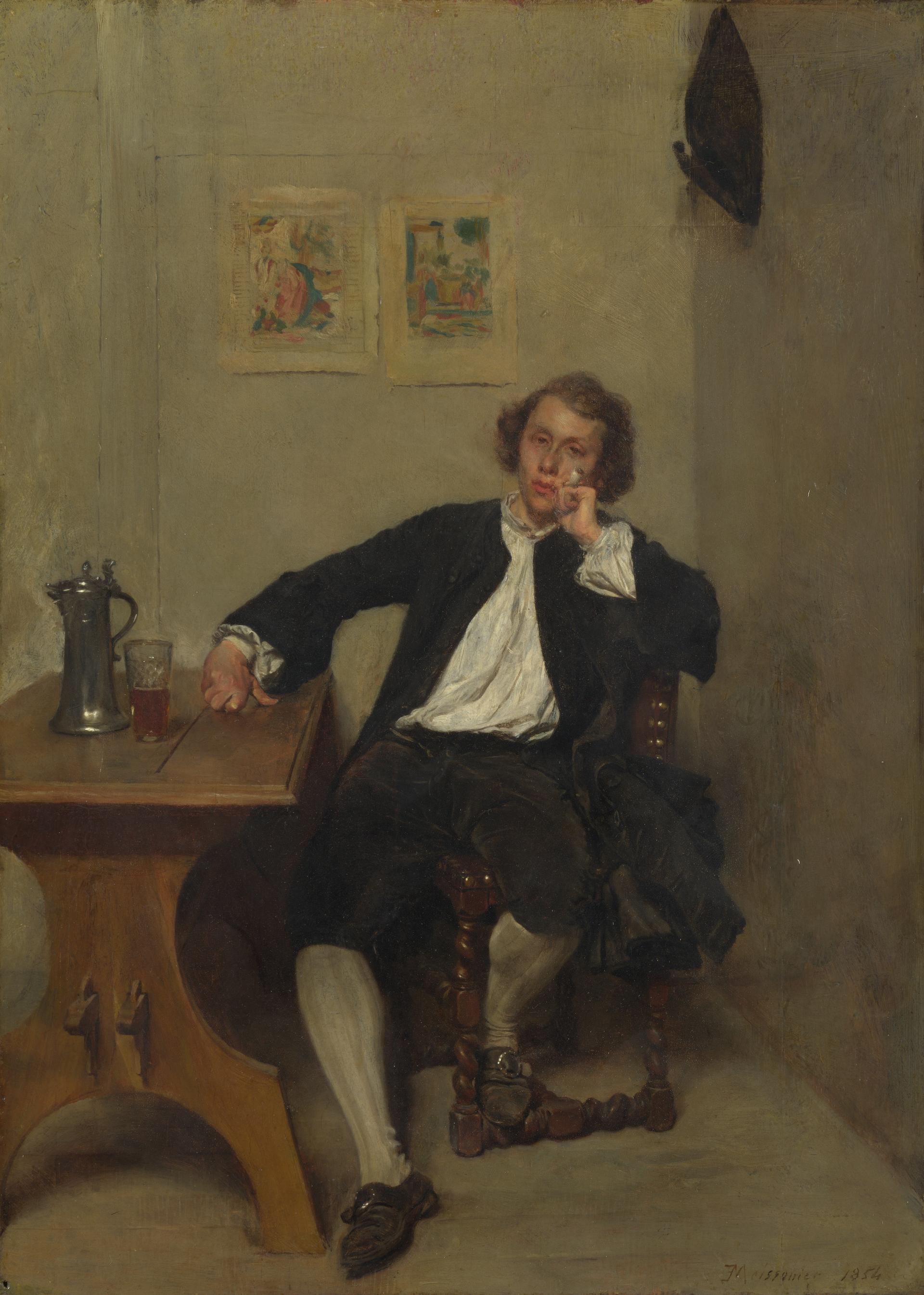 A Man in Black smoking a Pipe