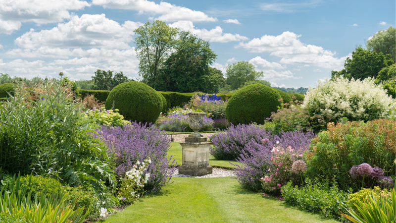 The gardens at Longford Castle in summer