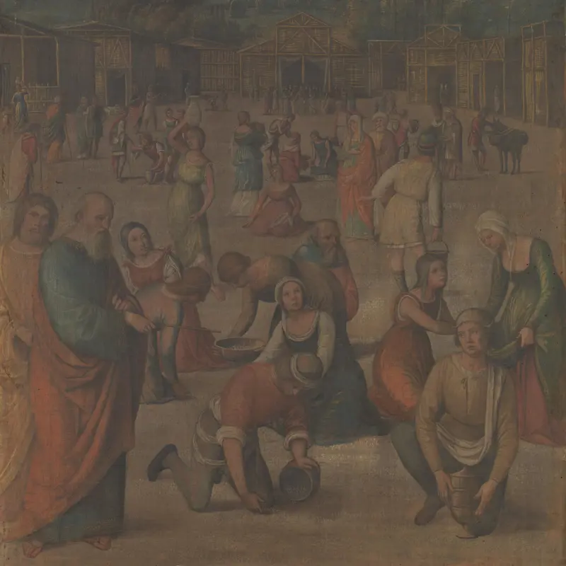 The Israelites gathering Manna